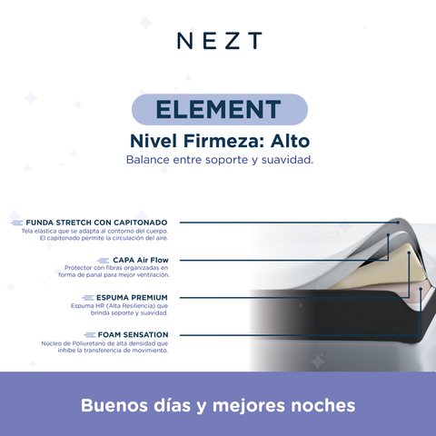 Colchón Element Individual Nezt, Kit con Almohada, Firme